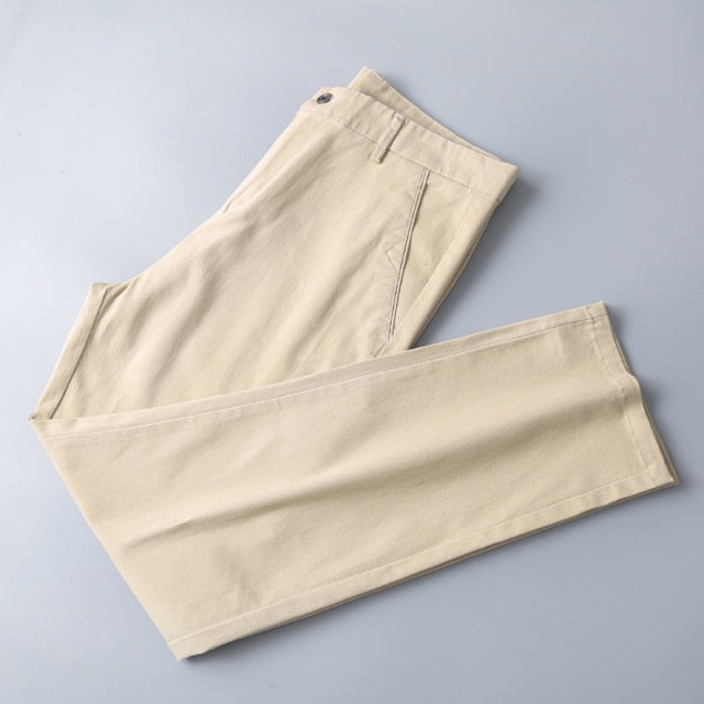 Casual Pants Classic Solid Color Stretch Straight-Leg Trousers