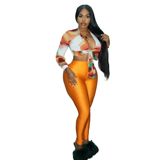 10sets Wholesale Items Two-piece Set Printed Women Pencil Pants