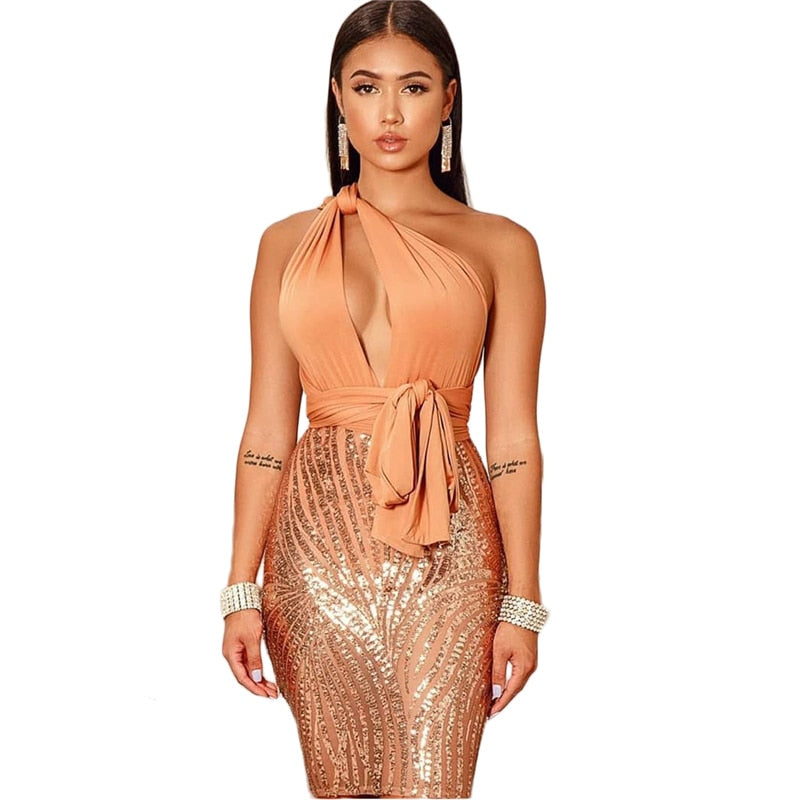 Women Sleeveless Bandage Bodycon Evening Party High Waist Club Pencil Mini Dress