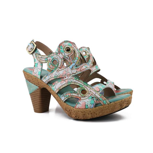 Women Sandals Genuine Leather Buckle Strap Hand-painted Sandals