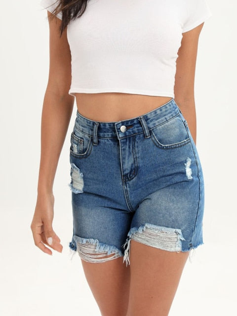 Ripped tassel denim shorts