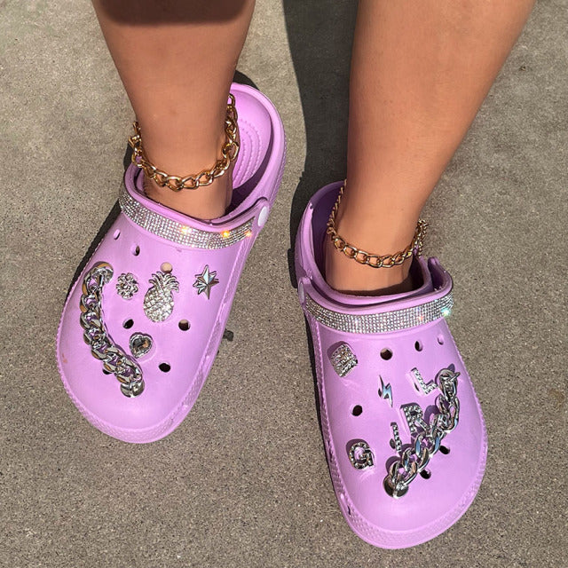 Women Sandals Shoes Summer Chain Platform Slippers Beach Garden Shoes