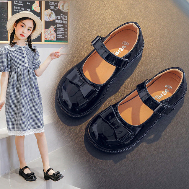 Leather Shoes Bowtie Princess Dress Shoes