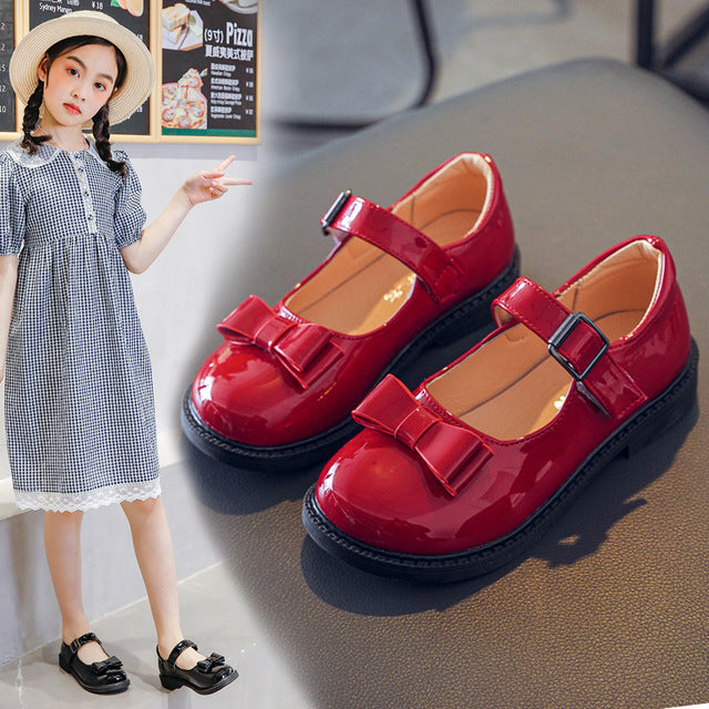 Leather Shoes Bowtie Princess Dress Shoes