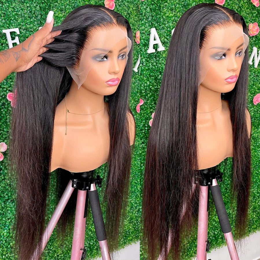 HD Straight 13X4 Lace Front Human Hair Wigs Brazilian Hair 180 Density