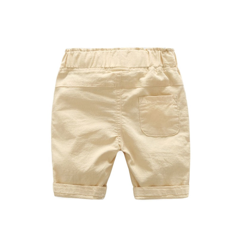 Children Cotton Elastic Waist Pants Toddler Kids Knee Length Pants