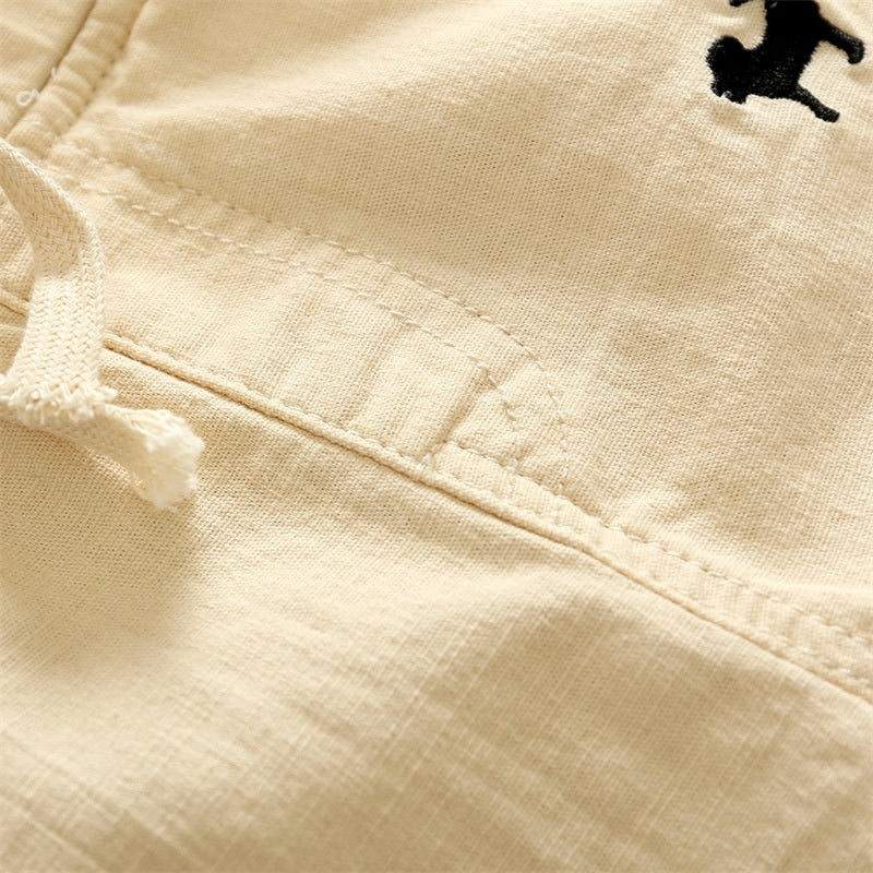 Children Cotton Elastic Waist Pants Toddler Kids Knee Length Pants