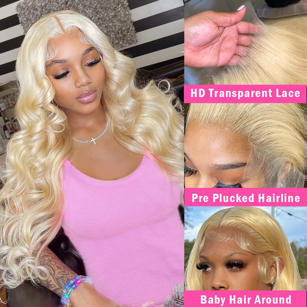 13x4 Lace Wig 613 Blonde HD Lace Frontal Wig For Women Human Hair Body Wave Lace Front Wig Transparent Blond And Brown Lace Front Wigs 180%