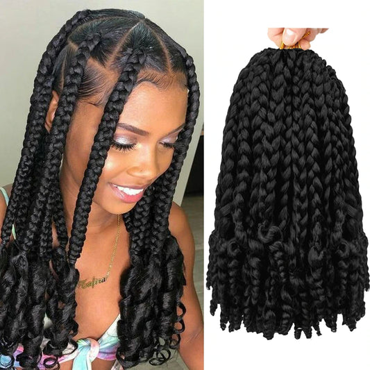 Goddess Crochet Hair Box Braid Curly Ends Ombre Blonde Hair Extensions For Black Women and Baby Kids