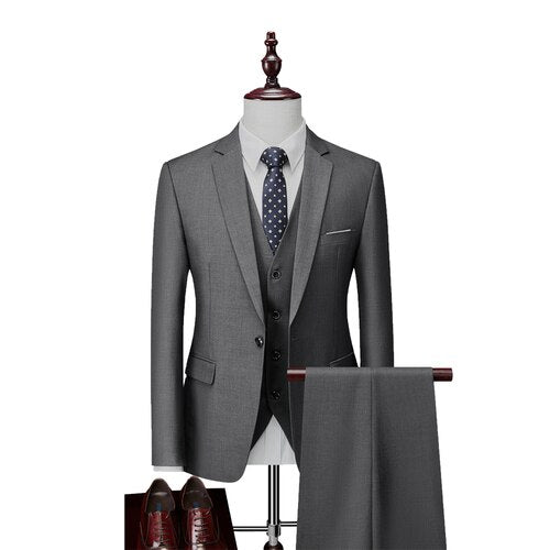 Men's Business Blazers Jacket Trousers High End Wedding Party Groom Suit 3Pieces Sets