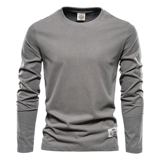100% Cotton Long Sleeve T shirt For Men Solid Spring Casual Mens T-shirts High Quality Male Tops