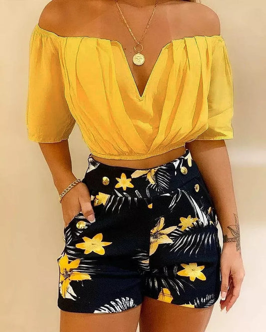 V Neck Cami Top & Shorts Set