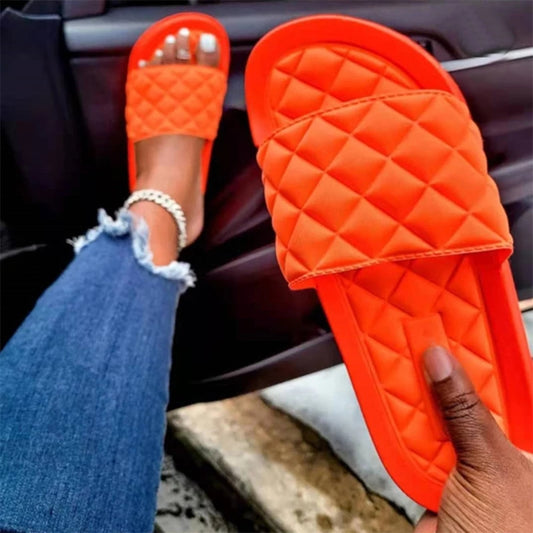 Woman Solid Open Toe Shoes Female Summer Beach Flat Ladies Casual Outdoor