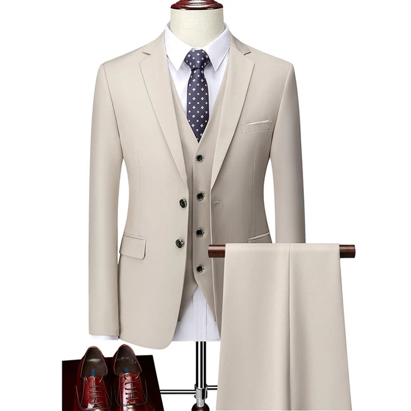 Mens Business Formal Suit Three-piece Set