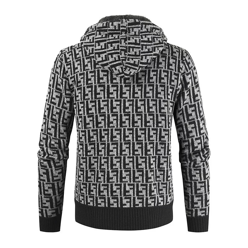 Warm Jacket Zipper Wool Hooded Cardigan Jumpers Male Long Sleeve Knitted Sweaters