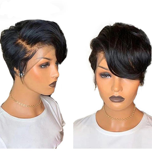 Brazilian Short Bob Pixie Cut Wig Lace Front Human Hair Wigs