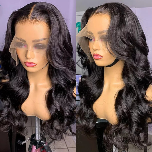 13X4 Body Wave Lace Front Wig 180% Density Transparent Lace Frontal Human Hair Wigs 20inches