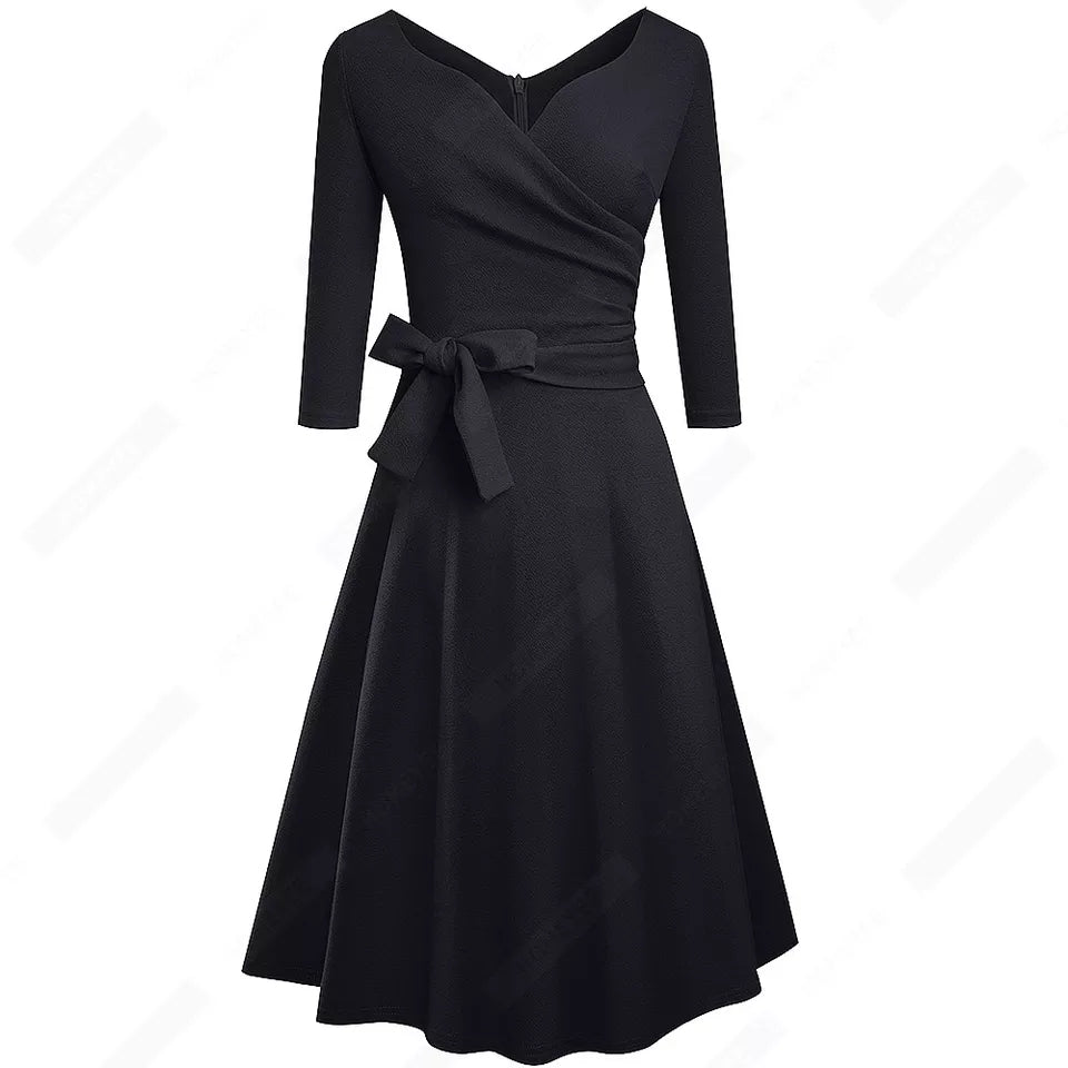 V Neck Bow Party Casual Elegant Charming A Line Dress