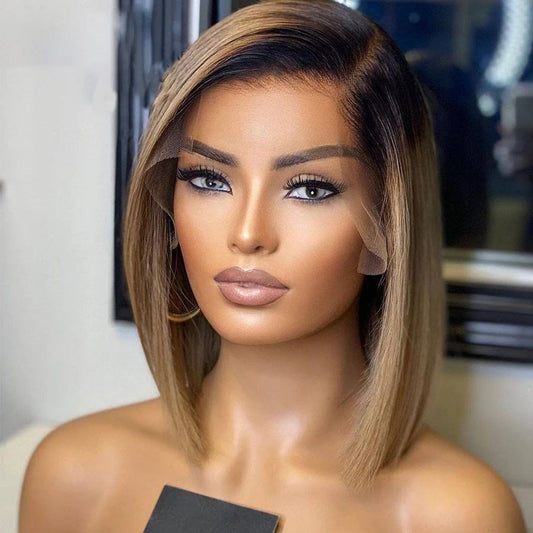 180% 13*4 Deep Part Lace Front Human Hair Wig Straight Bob Wig 