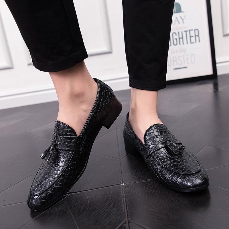 Men The Tassel Set Of Feet Business Comfortable Wear-resistant Soft Solid Formal Wear Leather Shoes