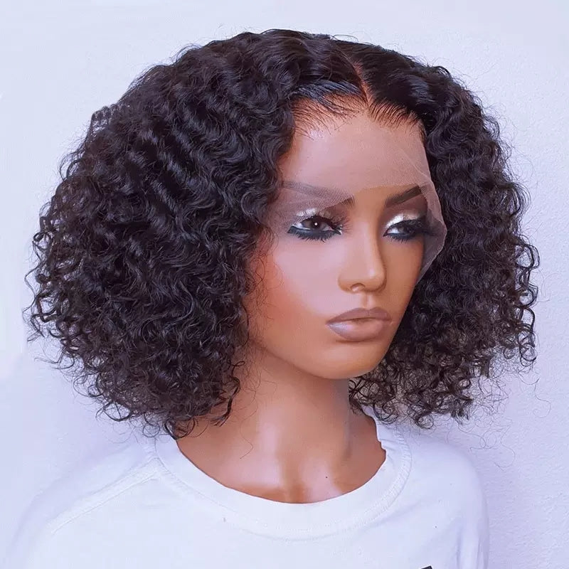 Short Bob Lace Front Wigs 13x4 Curly Human Hair Wigs