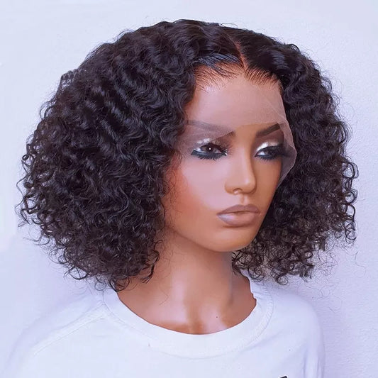 Short Bob Lace Front Wigs 13x4 Curly Human Hair Wigs