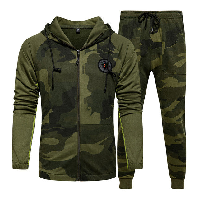 2 Pieces Sets Tracksuit Men Hooded Sweatshirt+pants Pullover Hoodie Sportwear