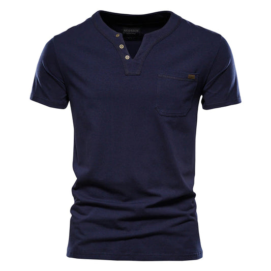 Top Quality Cotton T Shirt Men Solid Color Design V-neck T-shirt Casual Classic Men's Clothing Tops Tee Shirt Men