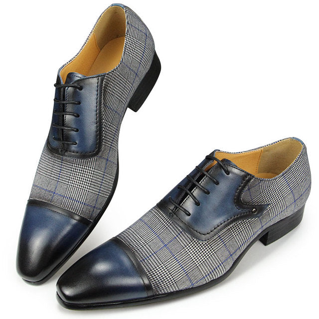 Men's Shoes Wedding evening party fashion vintage mixed Denim Patchwork height increasing