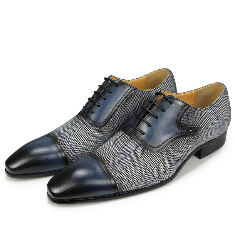 Men's Shoes Wedding evening party fashion vintage mixed Denim Patchwork height increasing