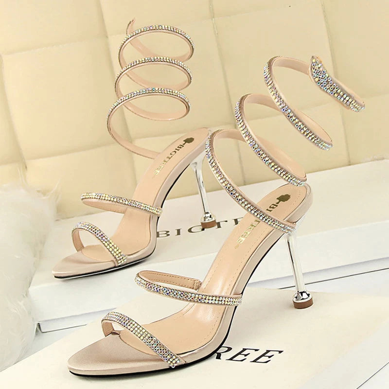 Summer Luxury Women 8cm Thin High Heels Nightclub Sandals