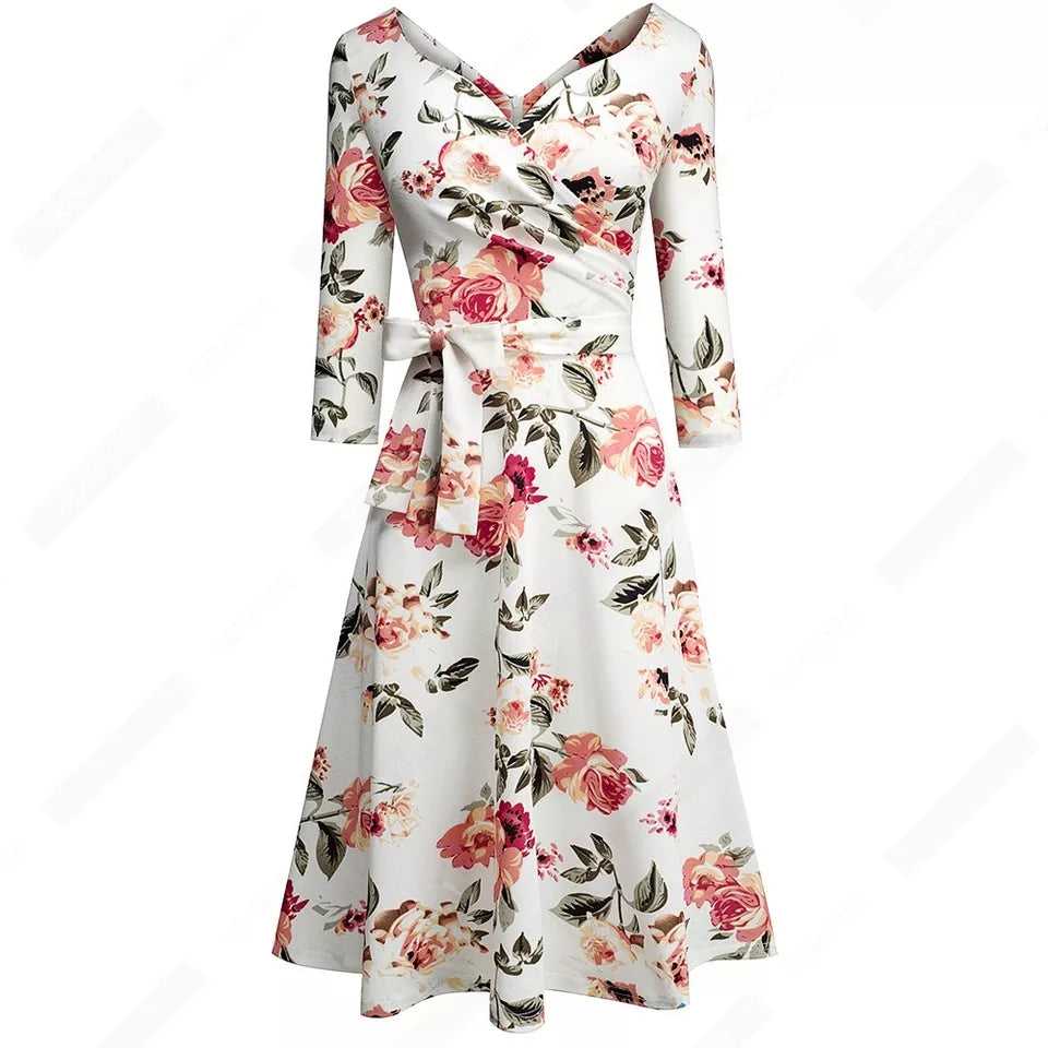 V Neck Bow Party Casual Elegant Charming A Line Dress