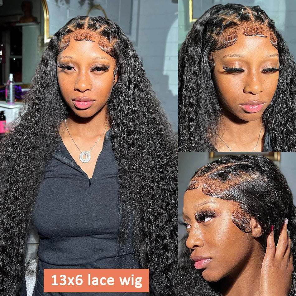 40 Inch Curly Lace Front Human Hair Wigs For Black Women Pre Plucked Brazilian Hair 13x4 Deep