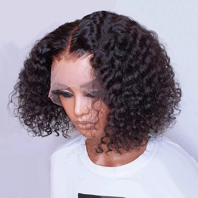 Short Bob Lace Front Wigs 13x4 Curly Human Hair Wigs