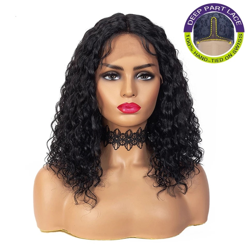 Remy Hair Wigs Lace Part Deep Curly Brazilian Hair Wig