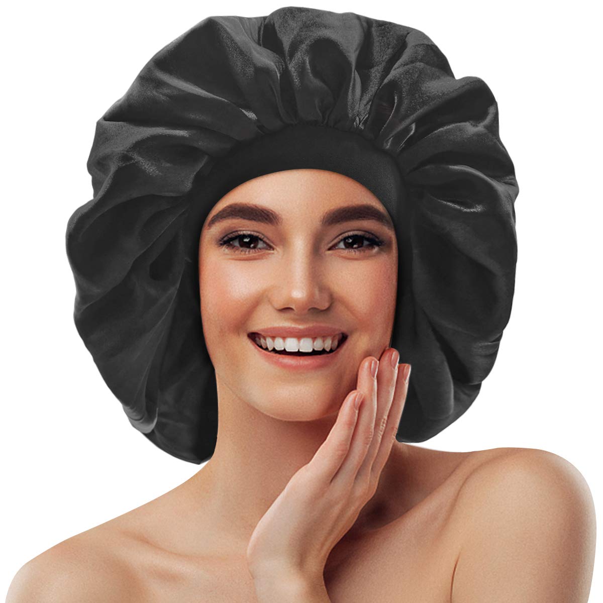 Comfortable Silk Bonnet For Curly Hair,Satin Silk Jumbo Bonnet For Women Girls Natural Hair Braids Loss