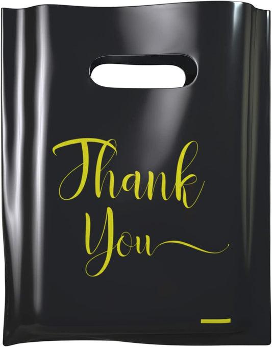 Thank You Bags for Business, 100 Pack Bulk Plastic Merchandise Bags for Packaging Products Extra Thick Shopping Bags