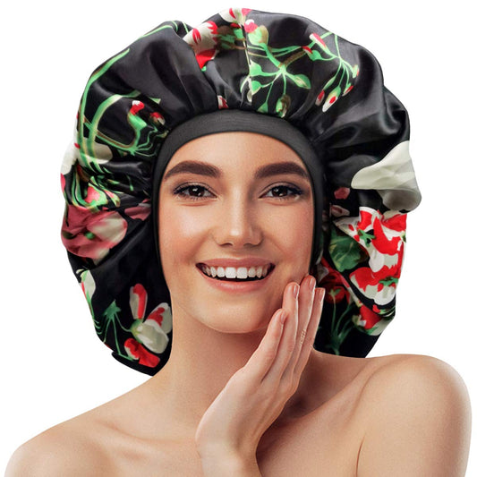 Comfortable Silk Bonnet For Curly Hair,Satin Silk Jumbo Bonnet For Women Girls Natural Hair Braids Loss