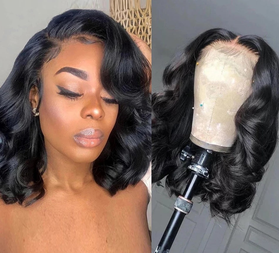 Short Bob Wig Body Wave 13x4 Lace Front Human Hair Wigs Brazilian Natural Pre Plucked