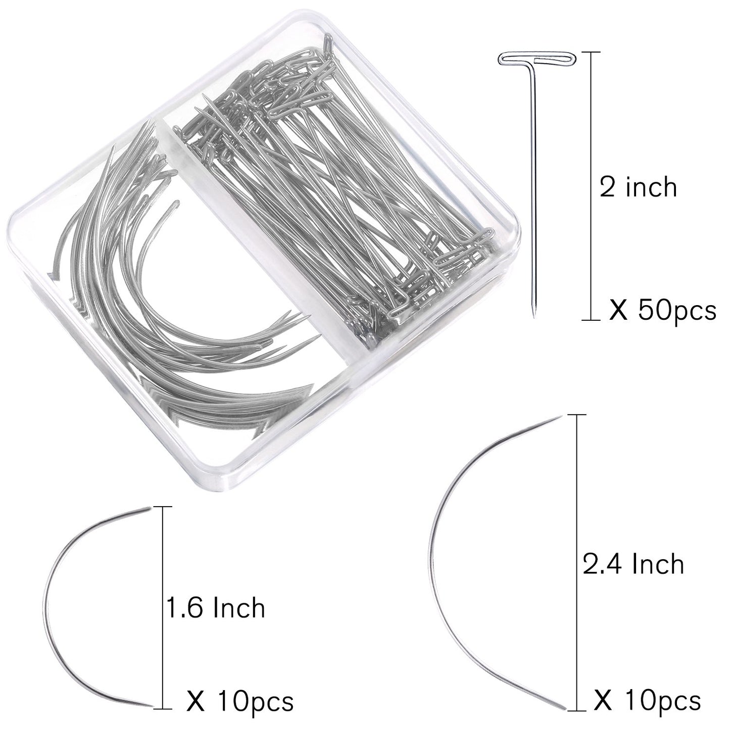 70 Pieces Wig Making Pins Needles Set