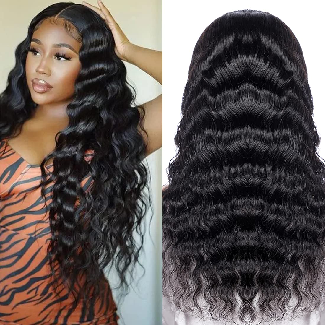 13x4 & 4x4 Loose Deep Wave Lace Front Wig Brazilian Human Hair Lace Closure Wig