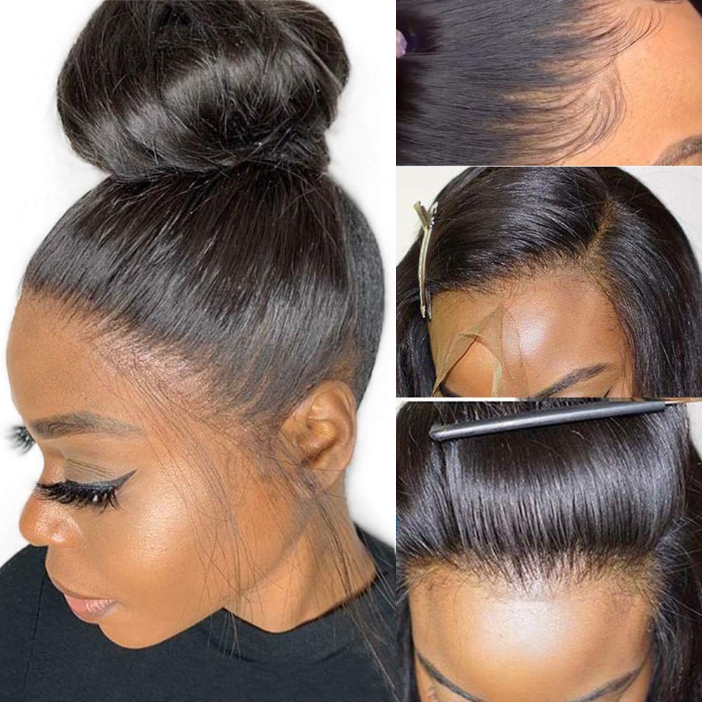 Straight 360 Lace Frontal Wigs Glueless Lace Front Human Hair Wigs 150% density