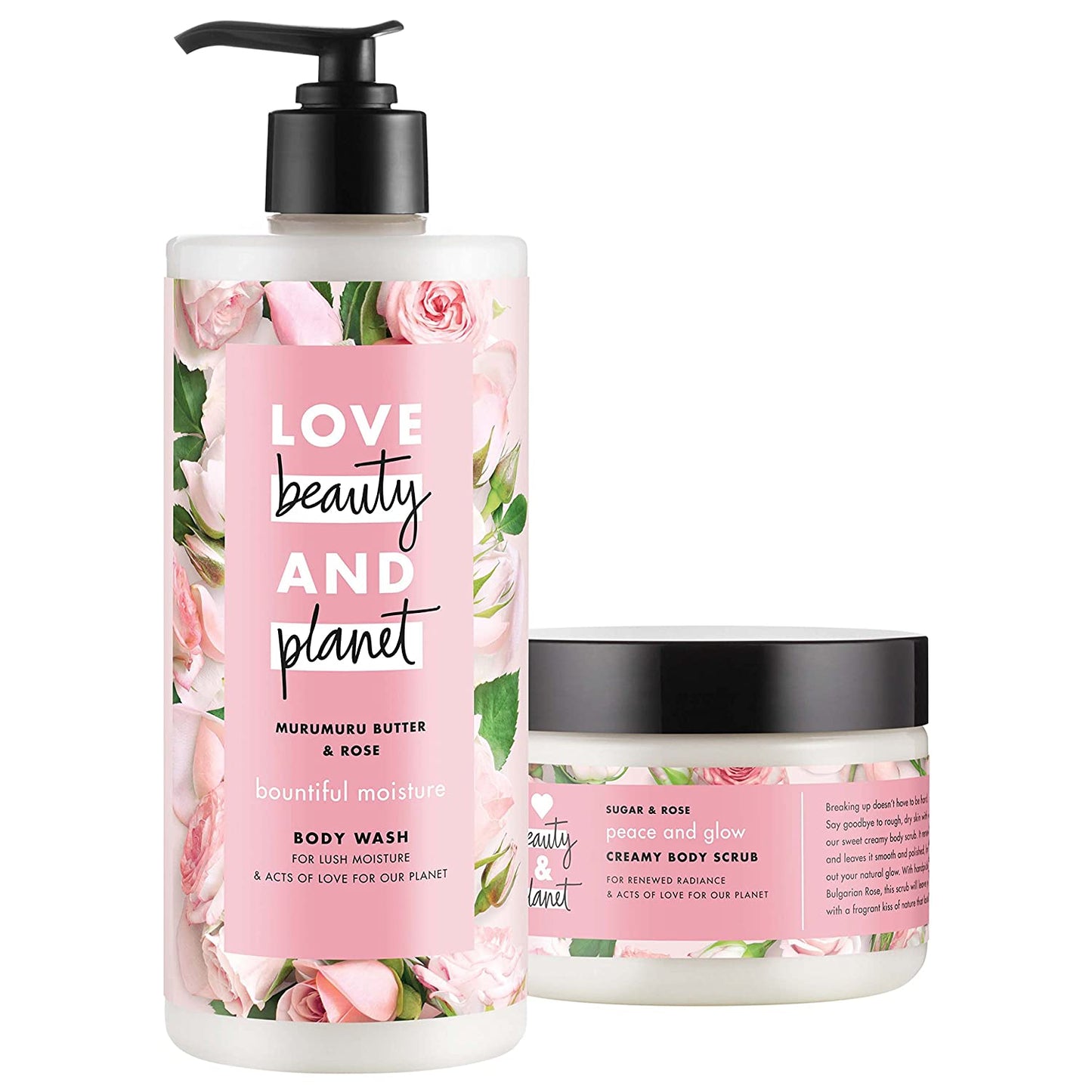 Body Wash and Scrub Murumuru Butter, Sugar & Rose 16 oz and 9 oz