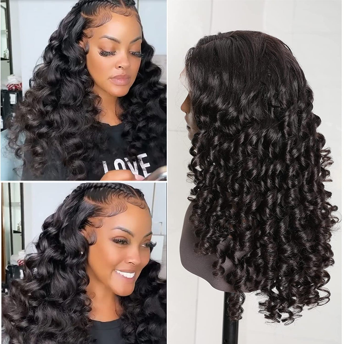 Spiral Curl 13X4 Lace Front Wig Human Hair for Black Women,10a Brazilian Virgin Hair 18inches