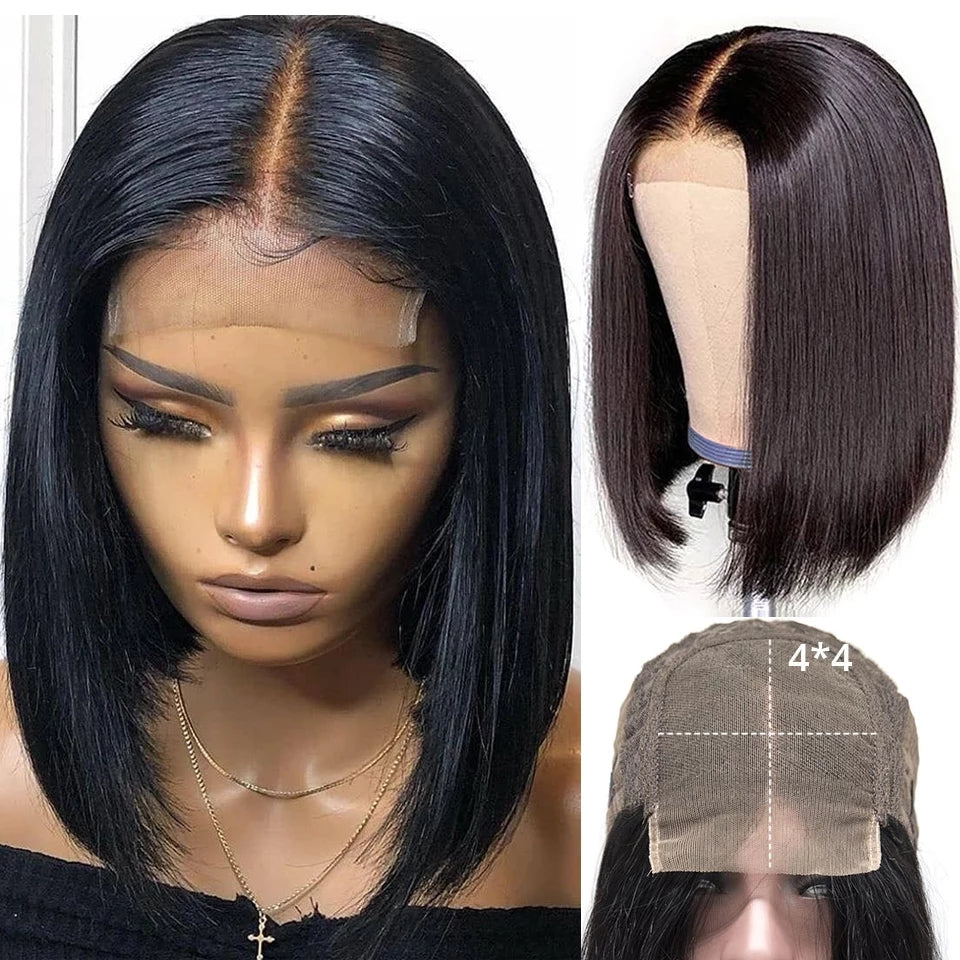 10pcs/Lot Short Bob Wig Bone Straight Lace Front Wig Brazilian Lace Front Wigs