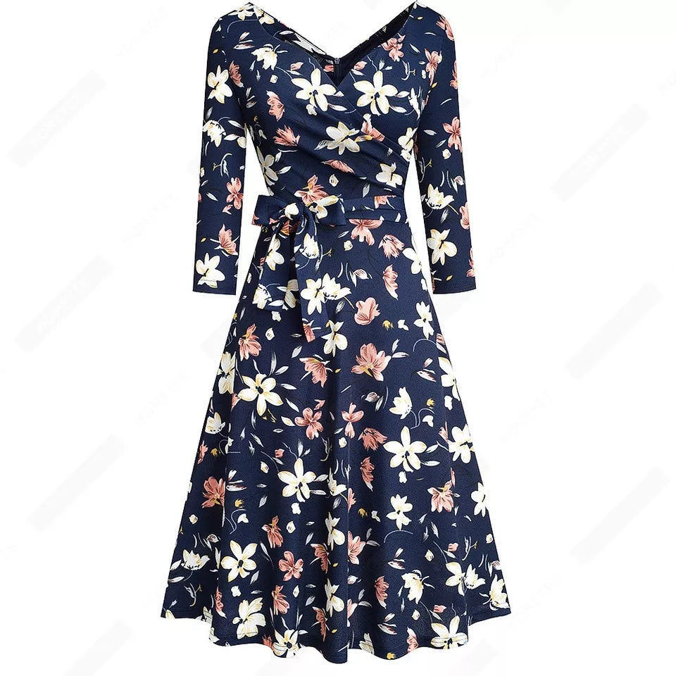 V Neck Bow Party Casual Elegant Charming A Line Dress