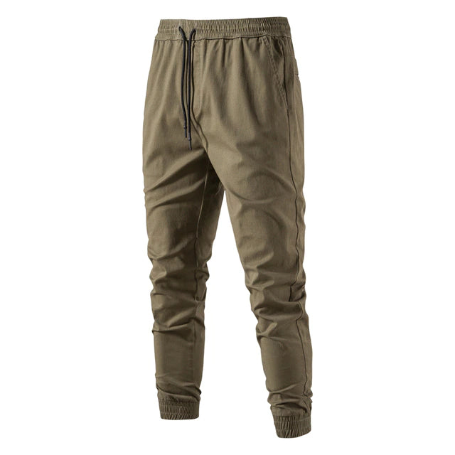 100% Cotton Causal Pants Men Soild Color Drawstring Elastic Cargo Pants Male Autumn Streetwear Joggers Trousers for Men