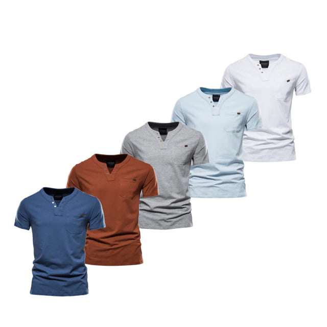 5 Pcs V-neck T Shirt Men Casual Solid Color High Quality Cotton T-shirt Men New Summer Fashion Streetwear T Shirts Mens