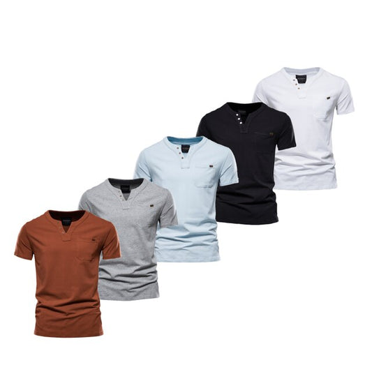 5 Pcs V-neck T Shirt Men Casual Solid Color High Quality Cotton T-shirt Men New Summer Fashion Streetwear T Shirts Mens