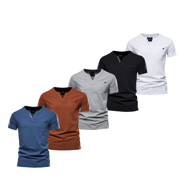 5 Pcs V-neck T Shirt Men Casual Solid Color High Quality Cotton T-shirt Men New Summer Fashion Streetwear T Shirts Mens
